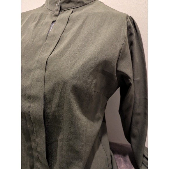 Vero Moda Womens Blouse Top Size M Green Long Sleeve Round Neck Collar EUC - Picture 3 of 14
